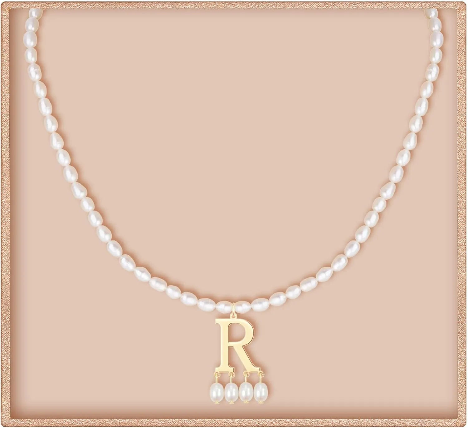 JSJOY Freshwater Pearl Necklace for Women 925 Sterling Silver Gold Initial A-Z Necklaces Anne Boleyn Necklaces Mother's Day Gifts Graduation Gifts 2025 Birthday Gifts for Her