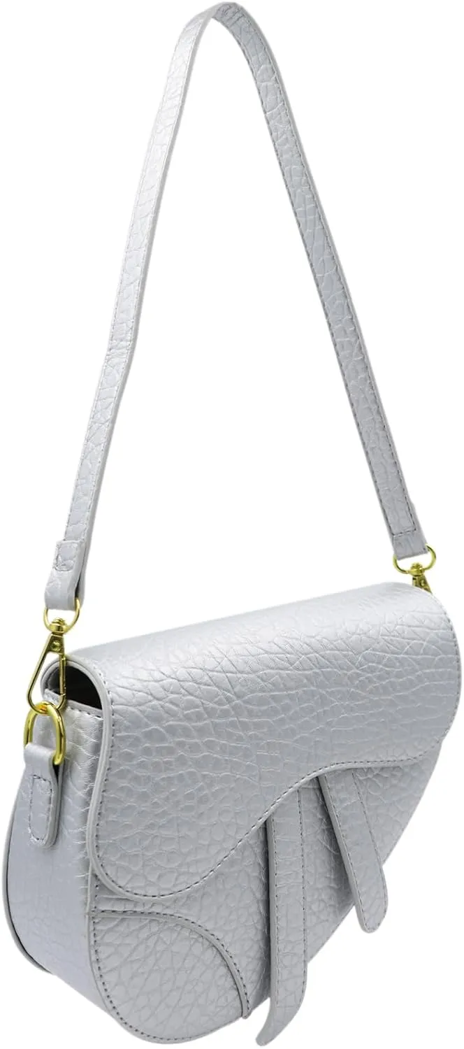 JUMISEE Women Trendy Saddle Shoulder Bag Soft Leather Clutch Purse Underarm Handbag Crossbody Bag