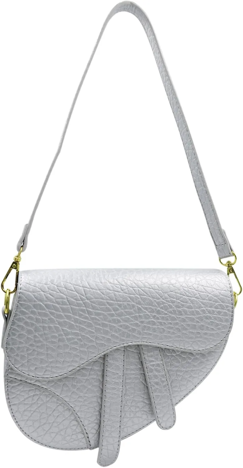 JUMISEE Women Trendy Saddle Shoulder Bag Soft Leather Clutch Purse Underarm Handbag Crossbody Bag