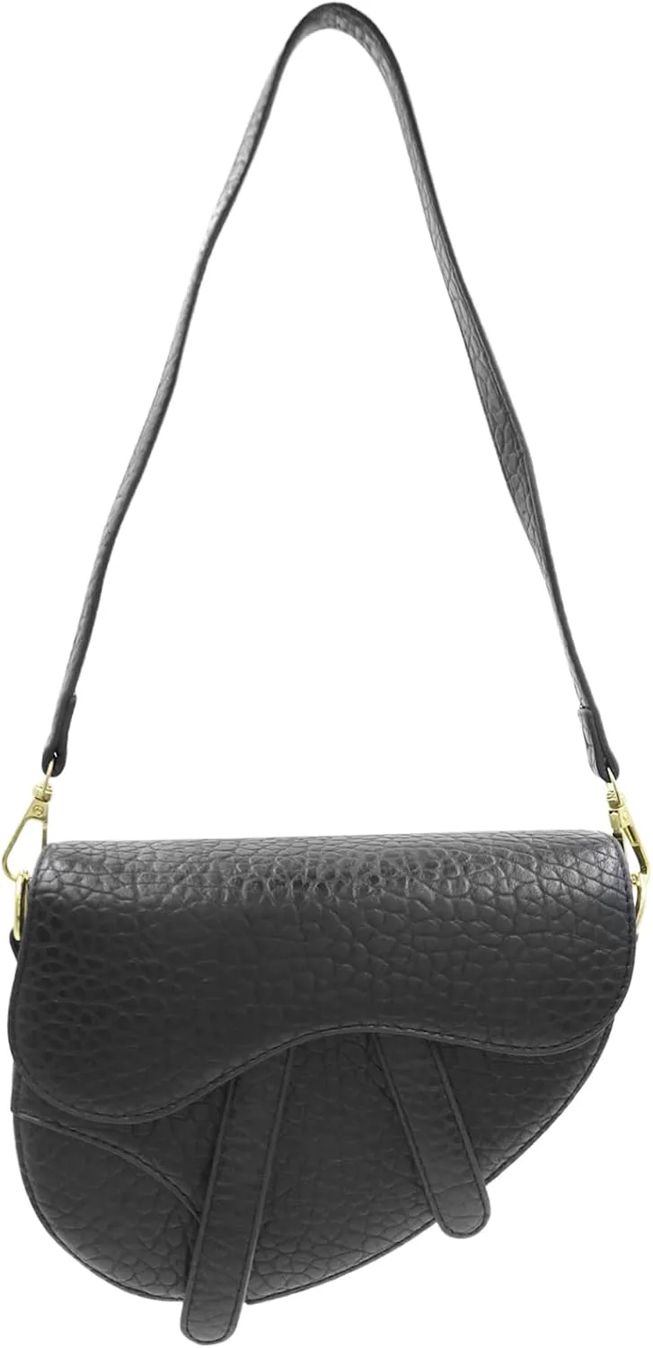 JUMISEE Women Trendy Saddle Shoulder Bag Soft Leather Clutch Purse Underarm Handbag Crossbody Bag