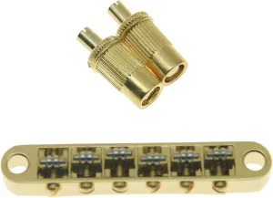 KAISH Gold Guitar Roller Saddle Bridge Tune-O-Matic Bridge For Epi Les Paul,SG,Dot,Bigsby Guitar with M8 Threaded Posts