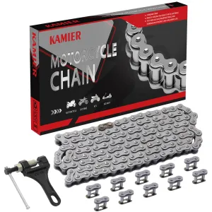 KAMIER 428 Motorcycle Chain 132 Links with Chain Breaker for TTR125 TTR225 Hawk 250 Boom Vader 125 Apollo RFZ TaoTao Coleman 110cc 125cc 150cc Pit Dirt Bike 4 Wheeler ATV Quad Go Kart Heavy Duty Parts