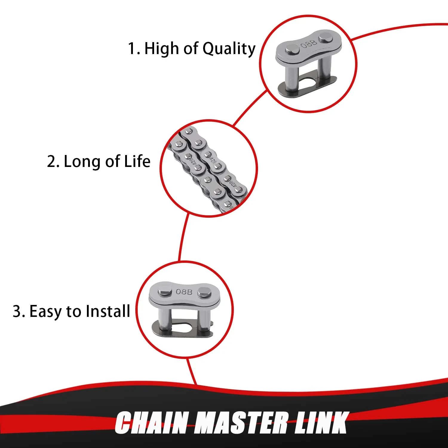 KAMIER 428 Motorcycle Chain 132 Links with Chain Breaker for TTR125 TTR225 Hawk 250 Boom Vader 125 Apollo RFZ TaoTao Coleman 110cc 125cc 150cc Pit Dirt Bike 4 Wheeler ATV Quad Go Kart Heavy Duty Parts
