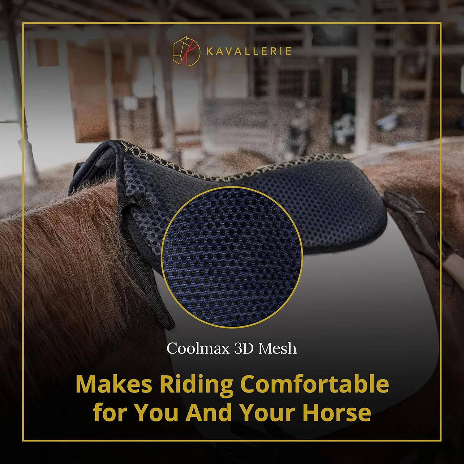 Kavallerie 3D Air-Mesh Half Pad, Impact Protection & Therapeutic Gel Padding English Saddle for Maximum Support and Stability, Best for Horses Under Saddle, Dressage, Jumping & Training