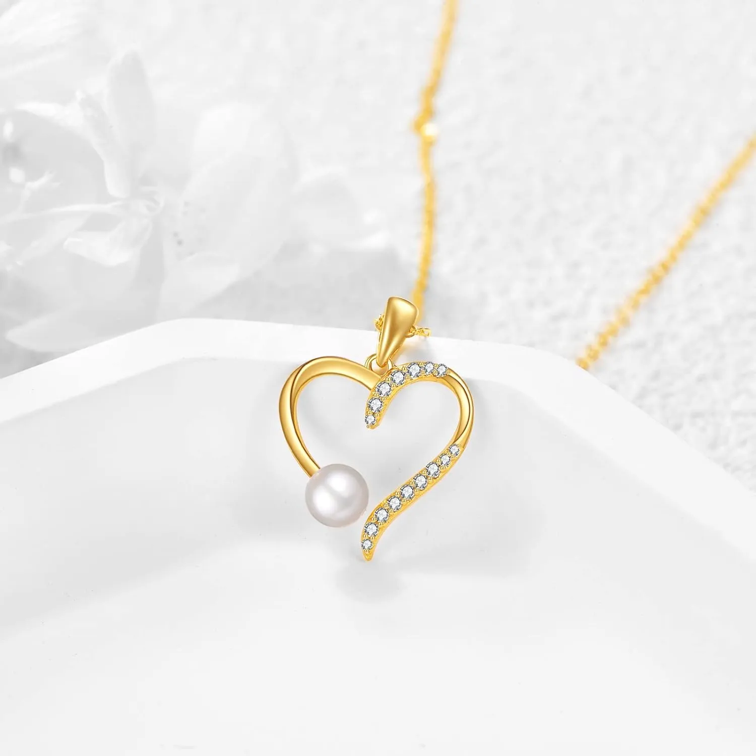 KECHO 14K Freshwater Cultured Pearl Necklace Solid Gold Pendant 14K Real Gold Jewelry Anniversary Birthday Gifts for Women