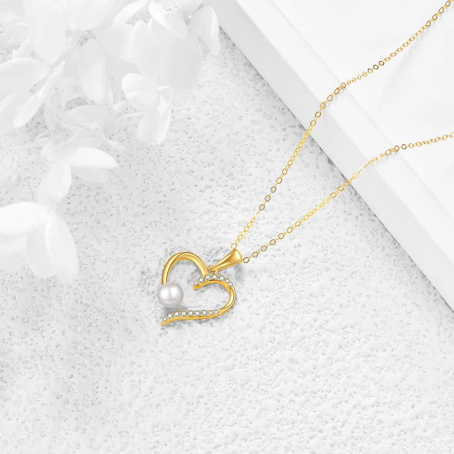 KECHO 14K Freshwater Cultured Pearl Necklace Solid Gold Pendant 14K Real Gold Jewelry Anniversary Birthday Gifts for Women
