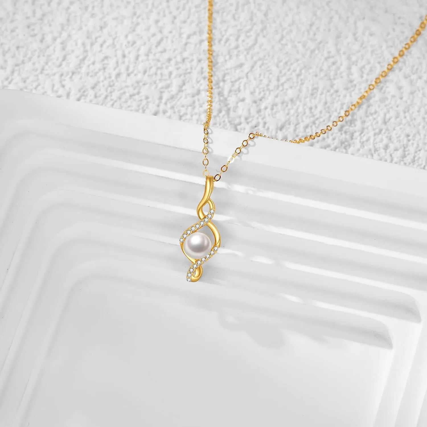KECHO 14K Freshwater Cultured Pearl Necklace Solid Gold Pendant 14K Real Gold Jewelry Anniversary Birthday Gifts for Women