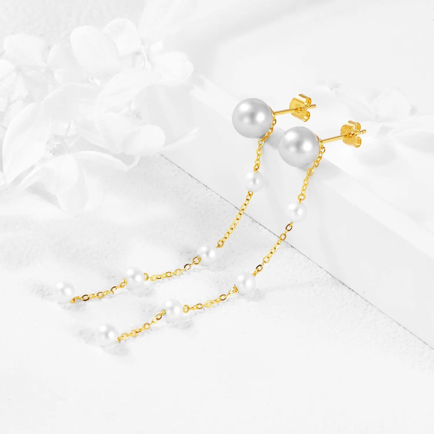 KECHO 14K Gold Freshwater Cultured Pearl Earrings Solid Gold Pearl Stud Earrings Jewelry Gifts for Women