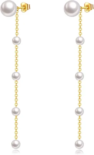 KECHO 14K Gold Freshwater Cultured Pearl Earrings Solid Gold Pearl Stud Earrings Jewelry Gifts for Women
