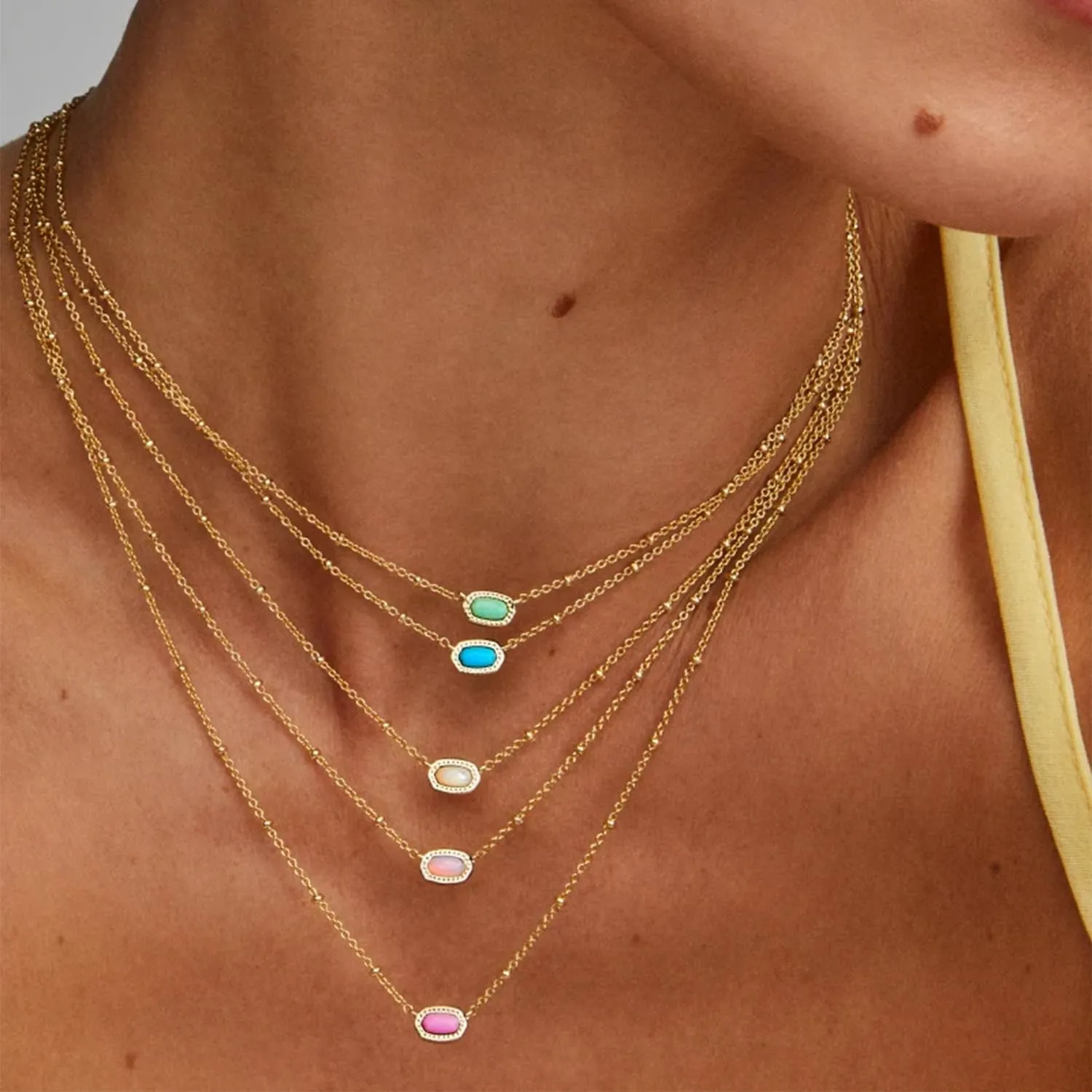 Kendra Scott Mini Elisa 14k Gold-Plated Satellite Short Pendant Necklace, Fashion Jewelry for Women