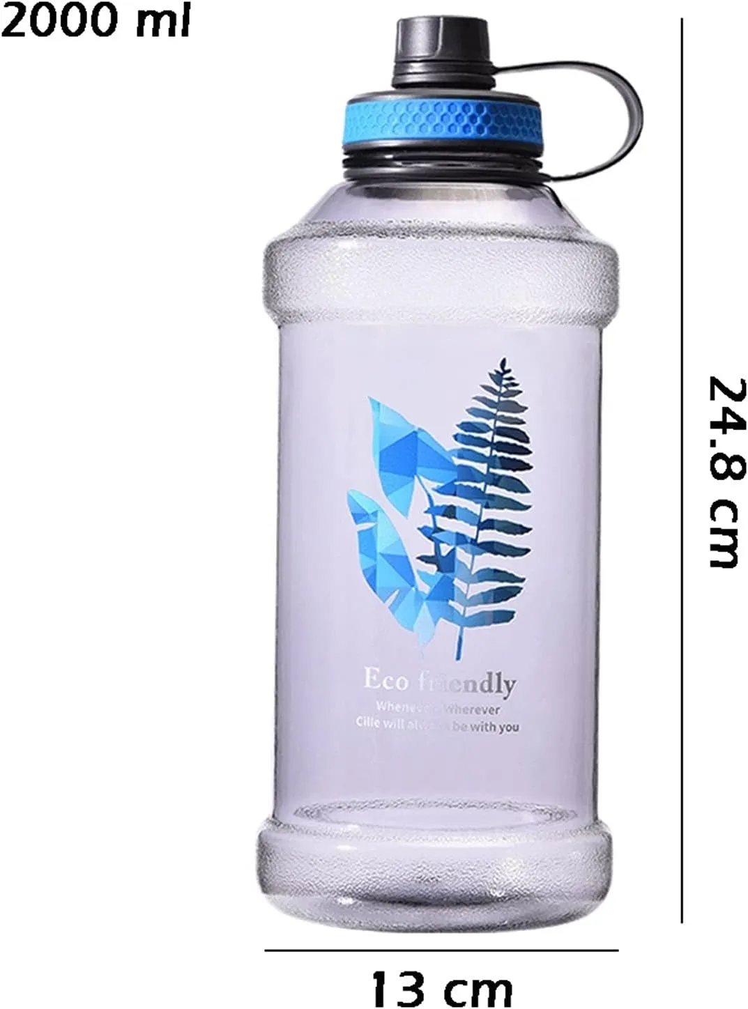 kettles 67 oz Water Bottle,Large Capacity,Oversized Sports Jug for Camping/Fitness/Climbing,Plastic Cups-Portable Handle,BPA Free canteen(A)