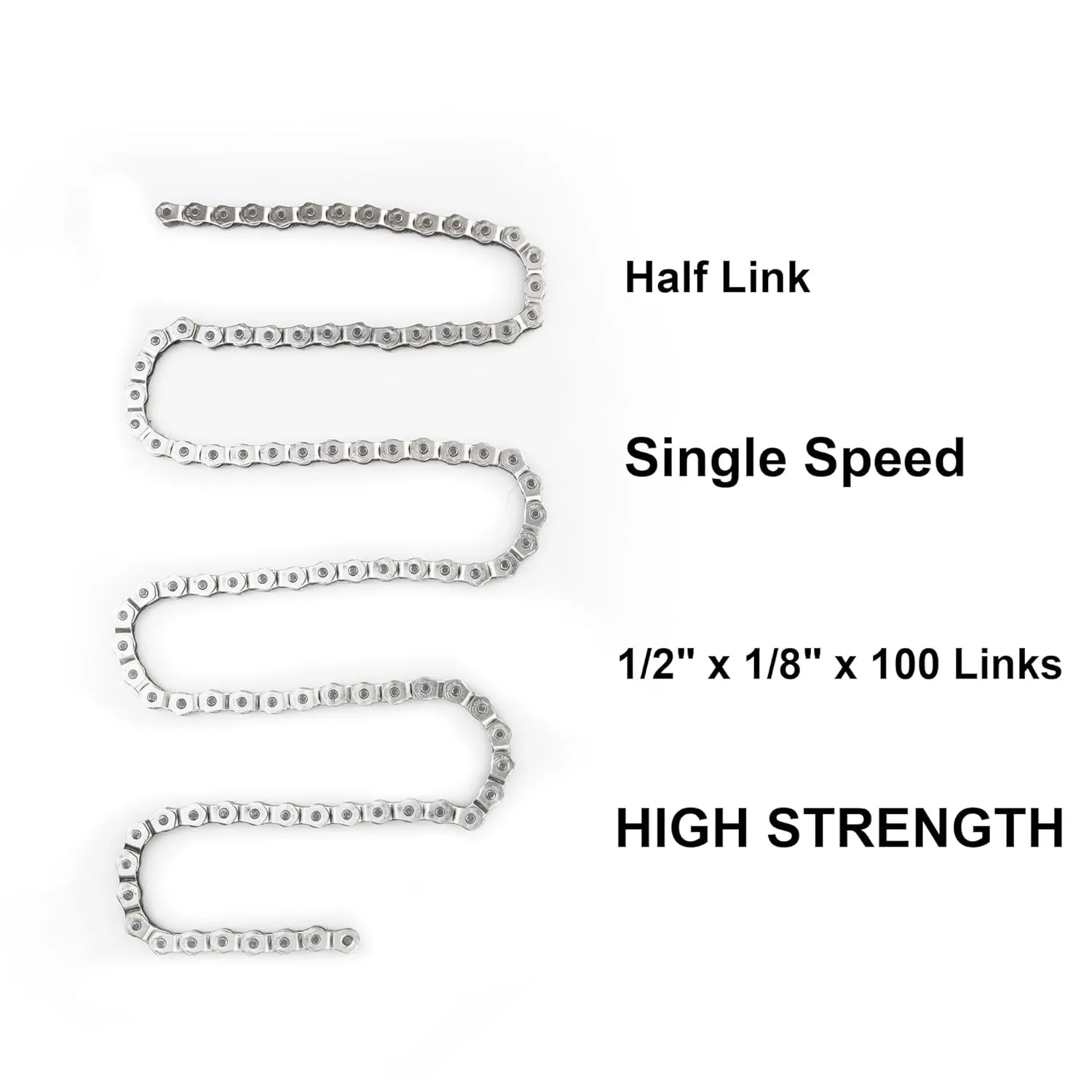 KMC BMX Single Speed Bike Chain 1 Speed Half Link High Strength Bicycle Chains 1/2" x 1/8" x 100 Links