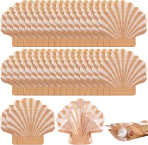Kolldenn 50 Sets Seashell Bags Bachelorette Recovery Kit Bags Seashell Stand Pouch Beach Wedding Welcome Gift Pouch for Bridal Shower, Mermaid Party, Toast on The Coast, Girl's Trip, Birthday Party