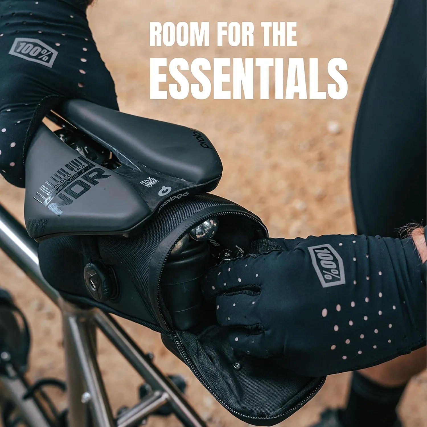 KOM Cycling Saddle Bag - Bike Saddle Bag to Carry Multi-Tool, Tube, Tire Levers, Securely Under Bike Seat Featuring for Garmin Varia Mount, ATOP Lacing Dial, and Inner Pocket for Apple AirTag.