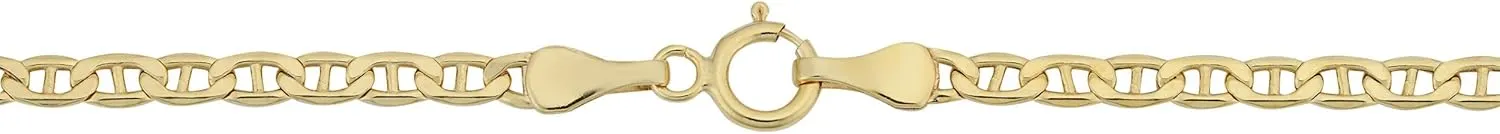 Kooljewelry 10k Yellow Gold 2.3 mm Mariner Link Chain Necklace (16, 18, 20, 22, 24, 30 or 36 inch)