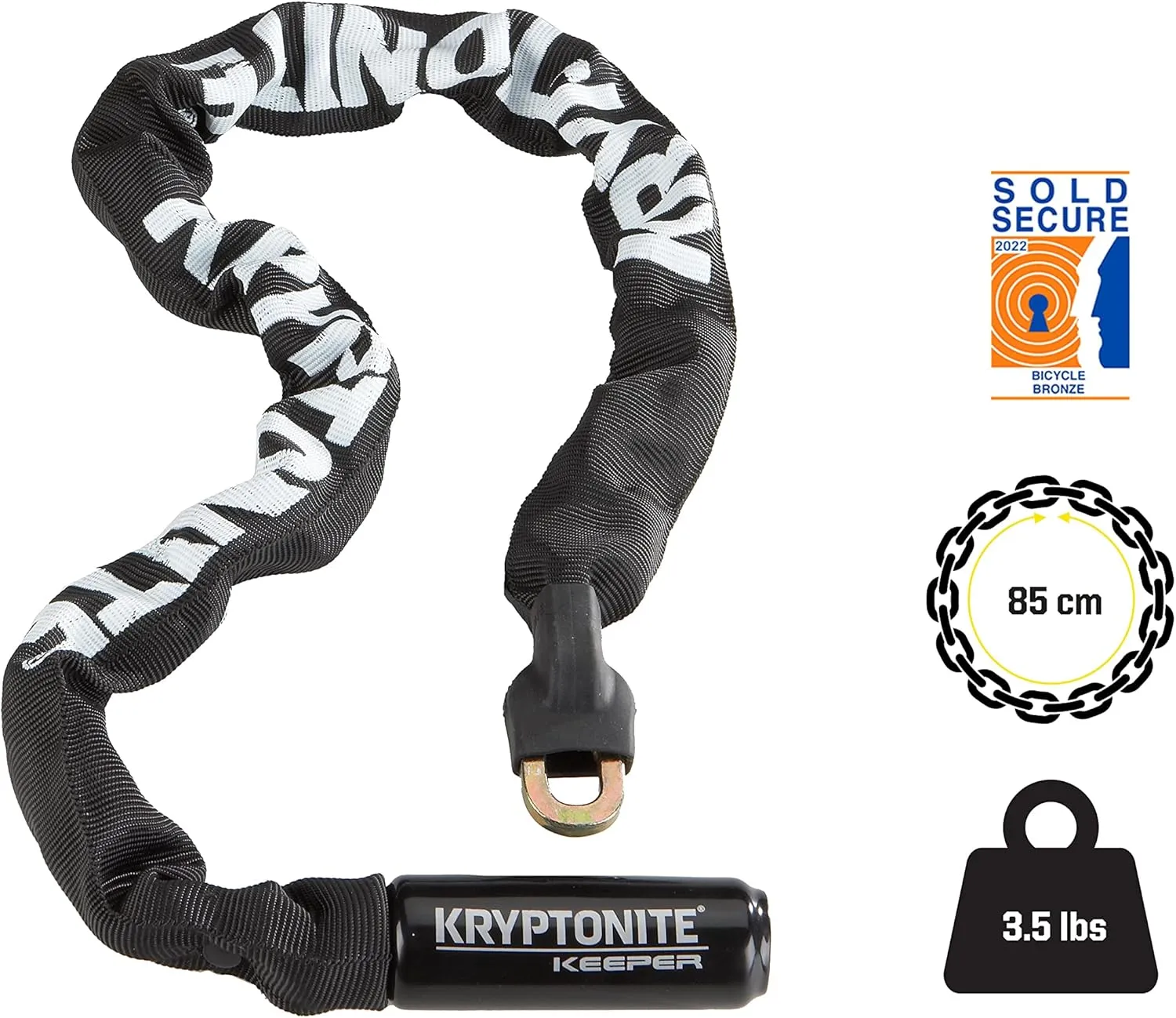 Kryptonite Keeper 785 Bike Chain Lock, 2.8 Feet Long Heavy Duty Anti-Theft Bicycle Chain Lock with Keys for Bike, Motorcycle, Scooter, Bicycle, Door, Gate, Fence