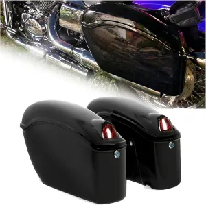 KUAFU Universal Hard Saddle Bags W/Lock & Mounting Brackets Compatible with Yamaha Honda Shadow Cruiser Suzuki kawasaki Vulcan Victory Viking Motorcycle Saddlebags w/Lights Luggage Trunk 36L