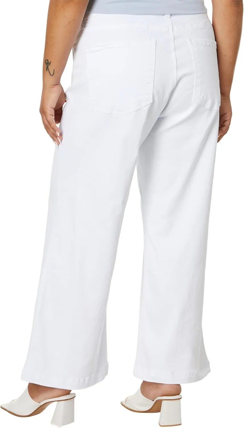 KUT from the Kloth Women's Plus Size Meg High-Rise Wide Leg with Patch Pockets Reg Hem in Optic White