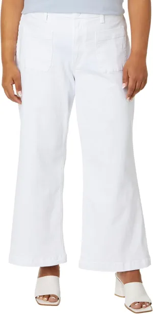 KUT from the Kloth Women's Plus Size Meg High-Rise Wide Leg with Patch Pockets Reg Hem in Optic White