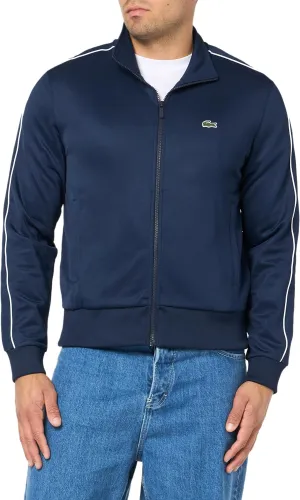 Lacoste Men's Regular Fit Long Full Zip Collared Sweatshirt W/Single Stripe Sleeve Detailing Mm