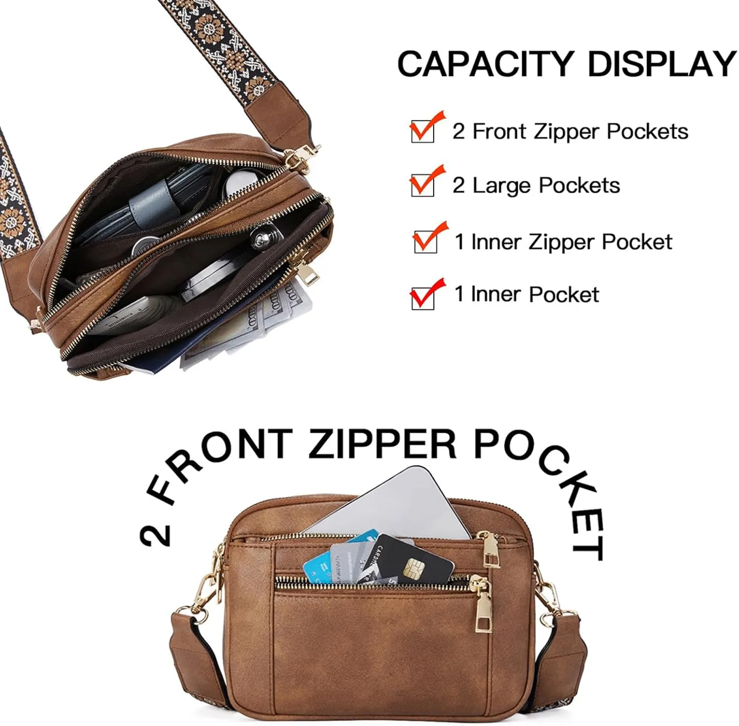 Langrents Crossbody Bag, Cross Body Bag for Woman, Langrents Purses, Lang Rents Multi Pocket Shoulder Bag