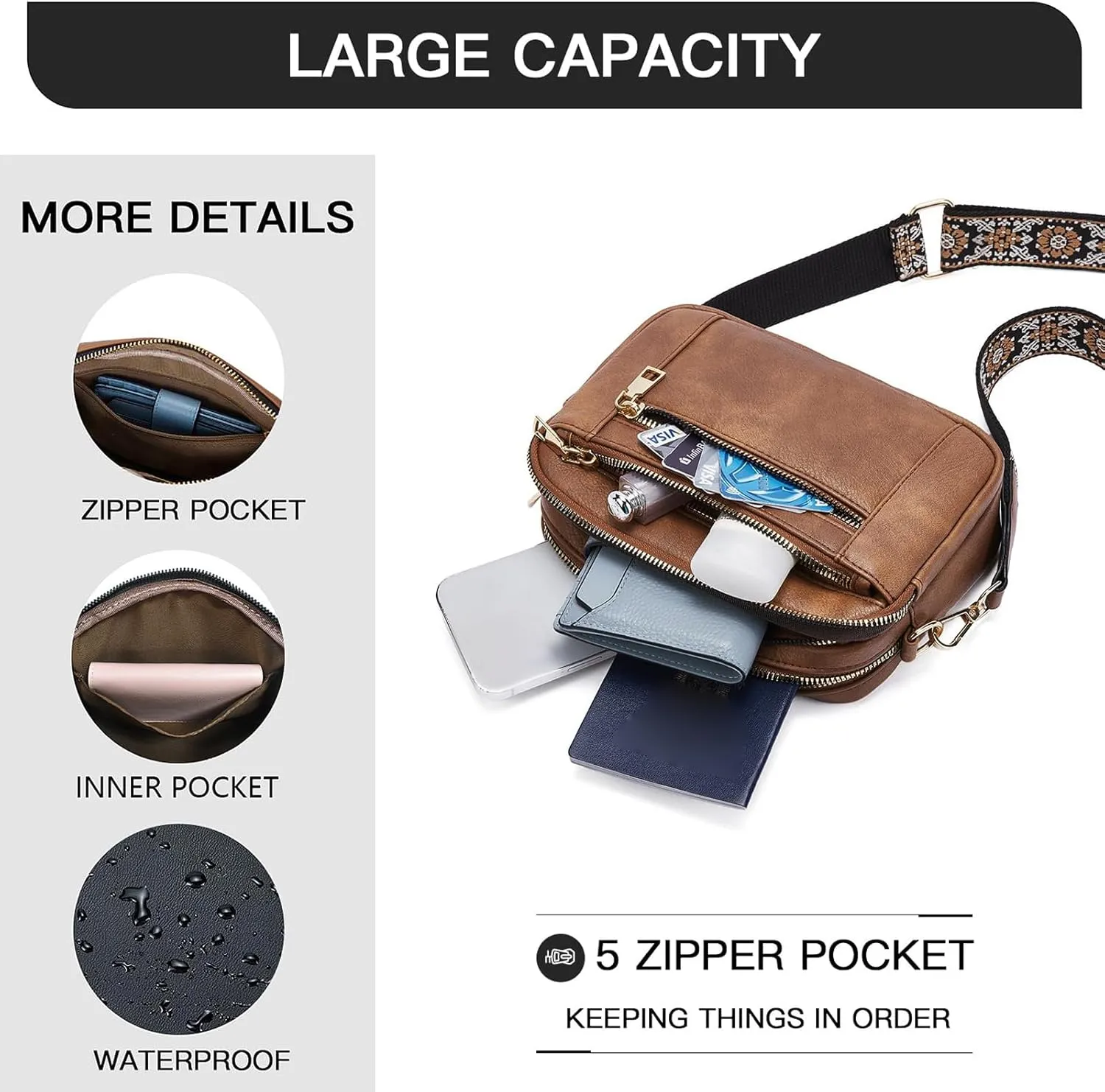 Langrents Crossbody Bag, Cross Body Bag for Woman, Langrents Purses, Lang Rents Multi Pocket Shoulder Bag