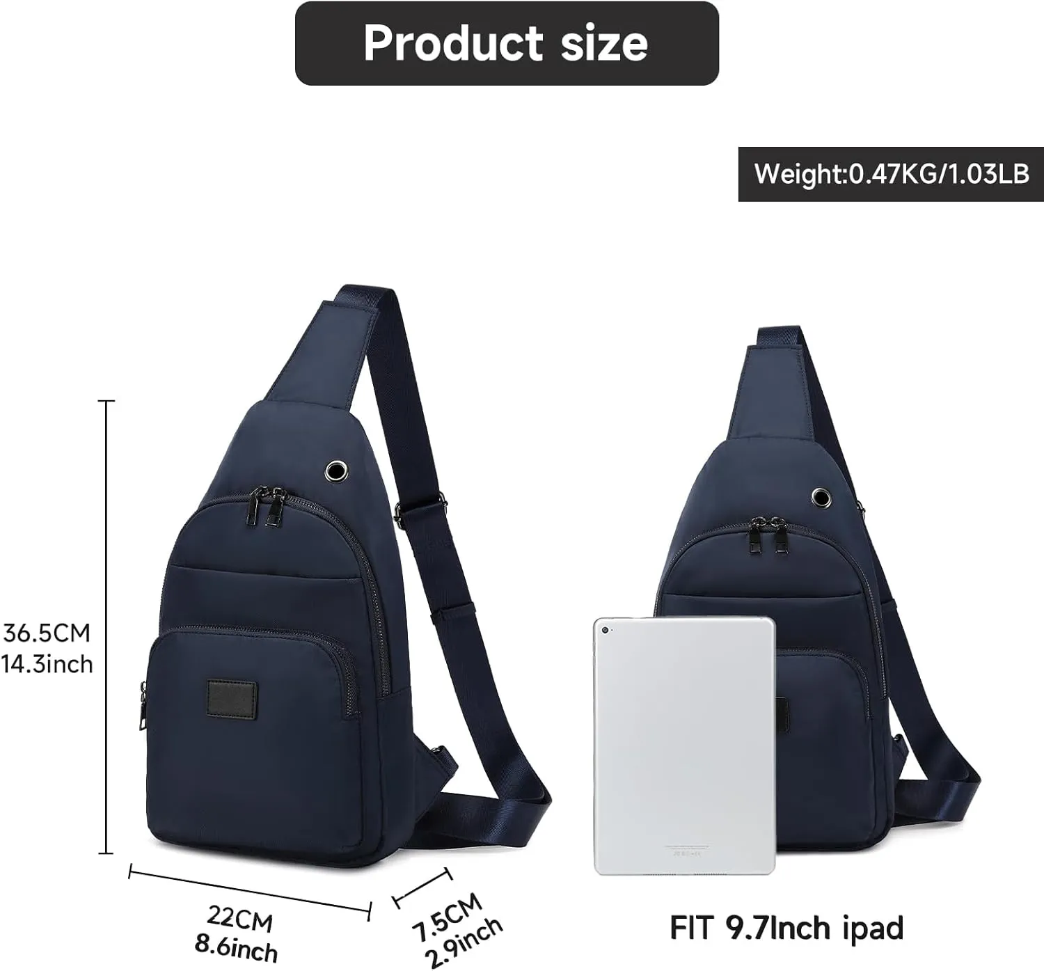 Lanola Men‘s Crossbody Sling Bag Single-shoulder Bag Chest Bag Outdoors Travel Hiking Chest Bag Daypack for Men