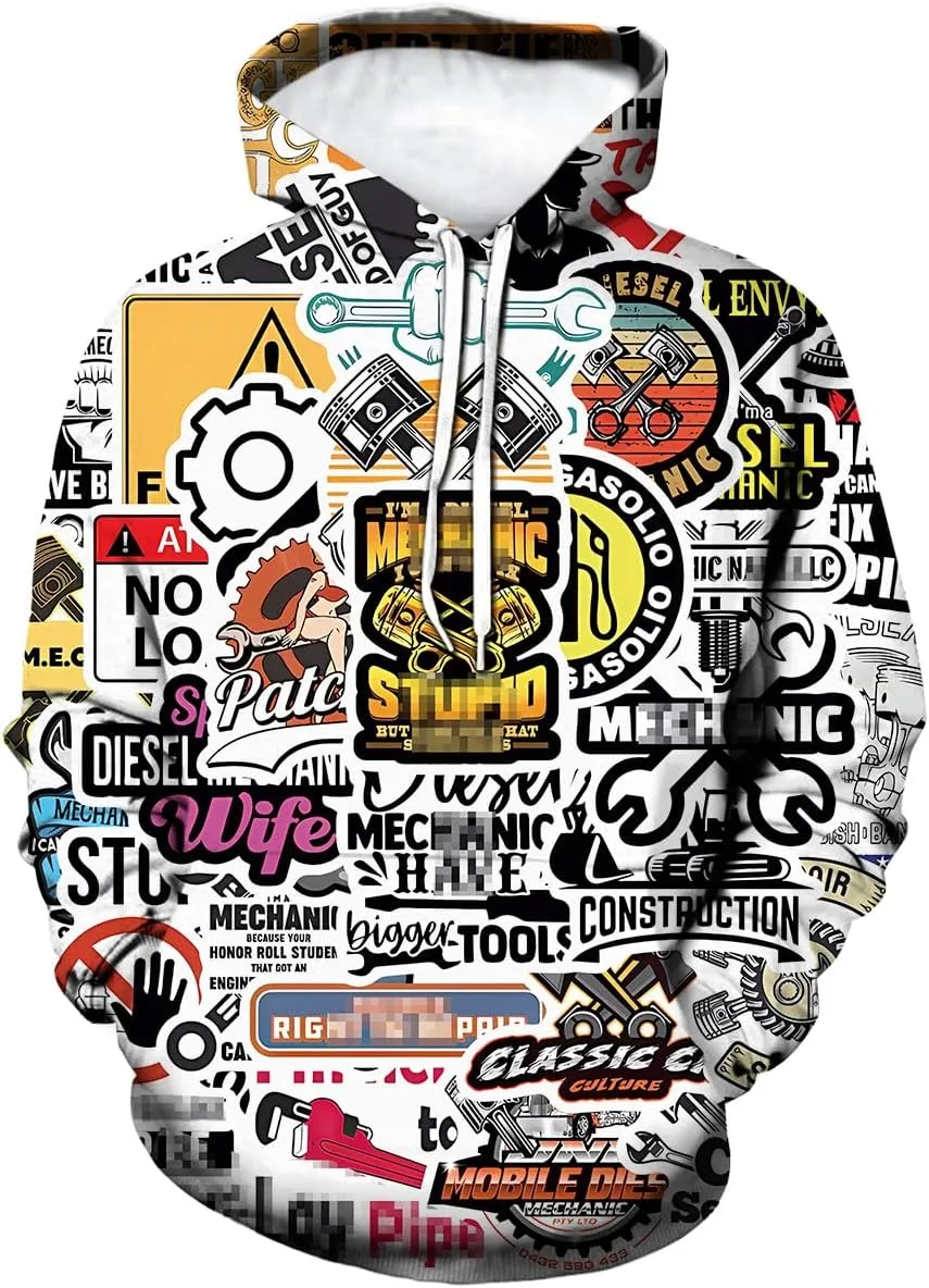 LAOLIUSN Men's Hipster Hip Hop Urban Sweatshirt Graffiti Street Art Hoodie Funny Pullover