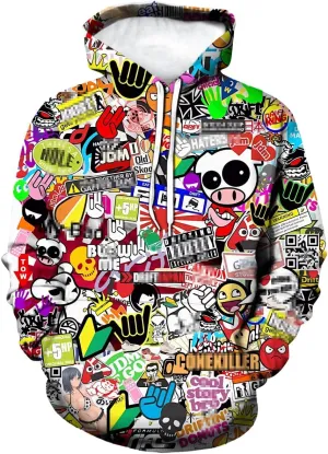 LAOLIUSN Men's Hipster Hip Hop Urban Sweatshirt Graffiti Street Art Hoodie Funny Pullover