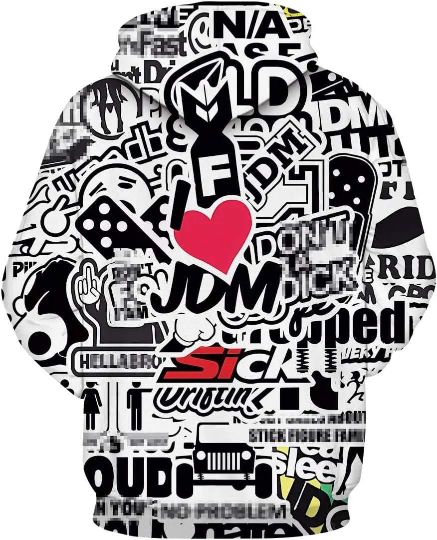 LAOLIUSN Men's Hipster Hip Hop Urban Sweatshirt Graffiti Street Art Hoodie Funny Pullover