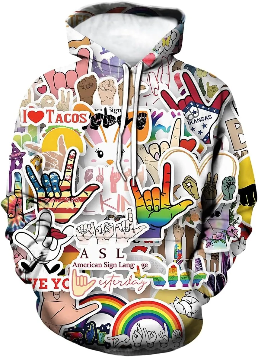 LAOLIUSN Men's Hipster Hip Hop Urban Sweatshirt Graffiti Street Art Hoodie Funny Pullover