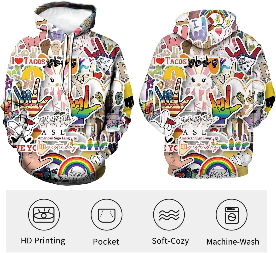 LAOLIUSN Men's Hipster Hip Hop Urban Sweatshirt Graffiti Street Art Hoodie Funny Pullover