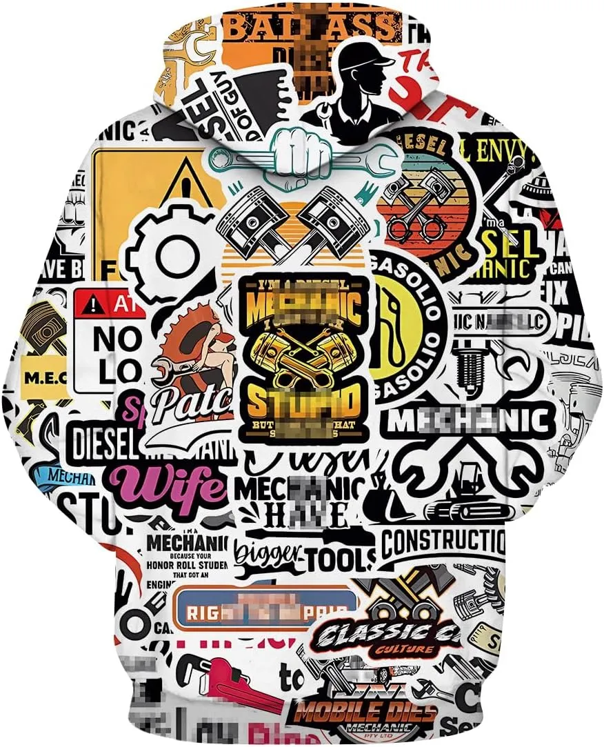 LAOLIUSN Men's Hipster Hip Hop Urban Sweatshirt Graffiti Street Art Hoodie Funny Pullover