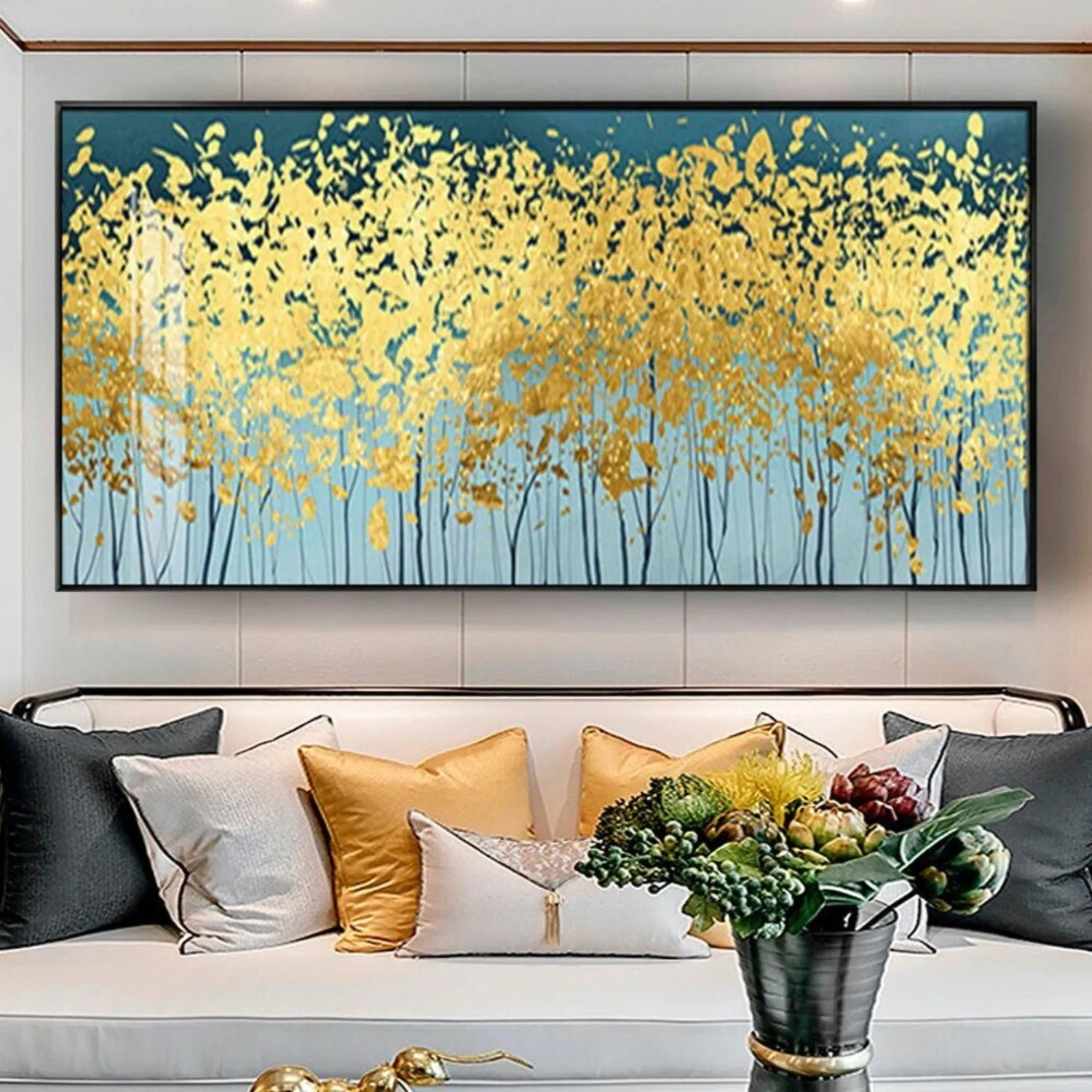 Large Gold Forest Abstract Modern Wall Art