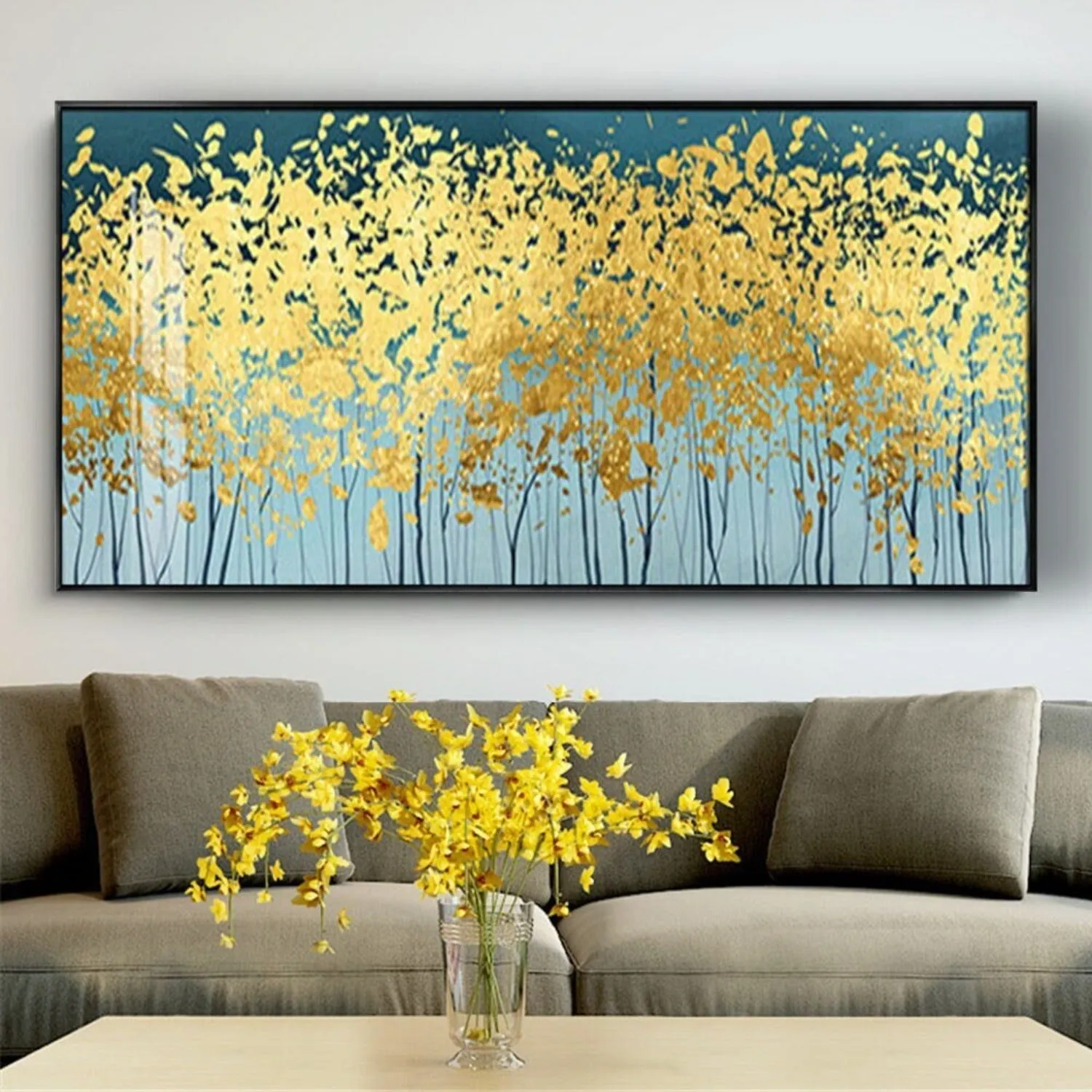 Large Gold Forest Abstract Modern Wall Art