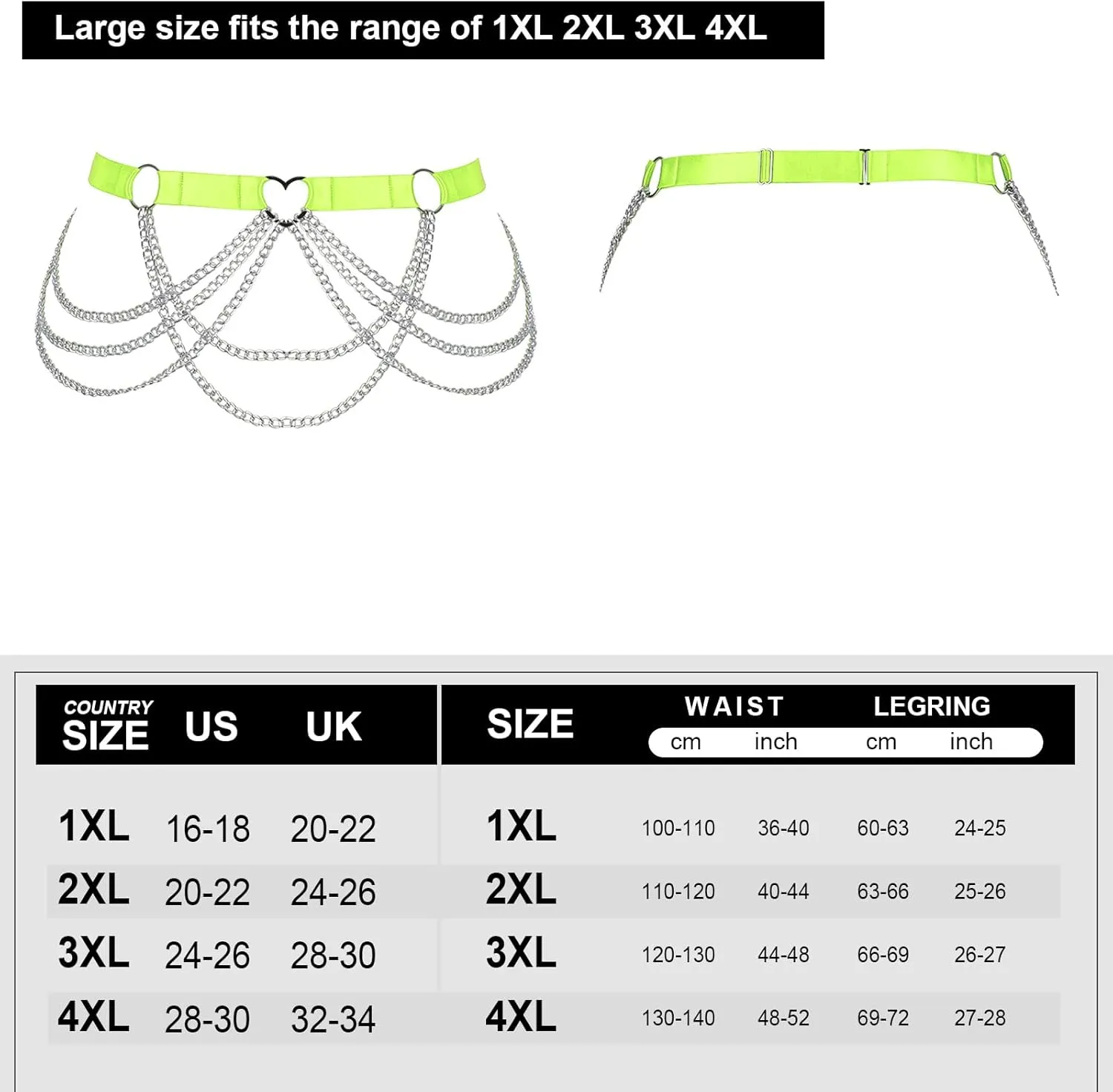Large size Waist belts Body chain harness for women Plump Festival rave Halloween Punk gothic Plus size Lingerie cage