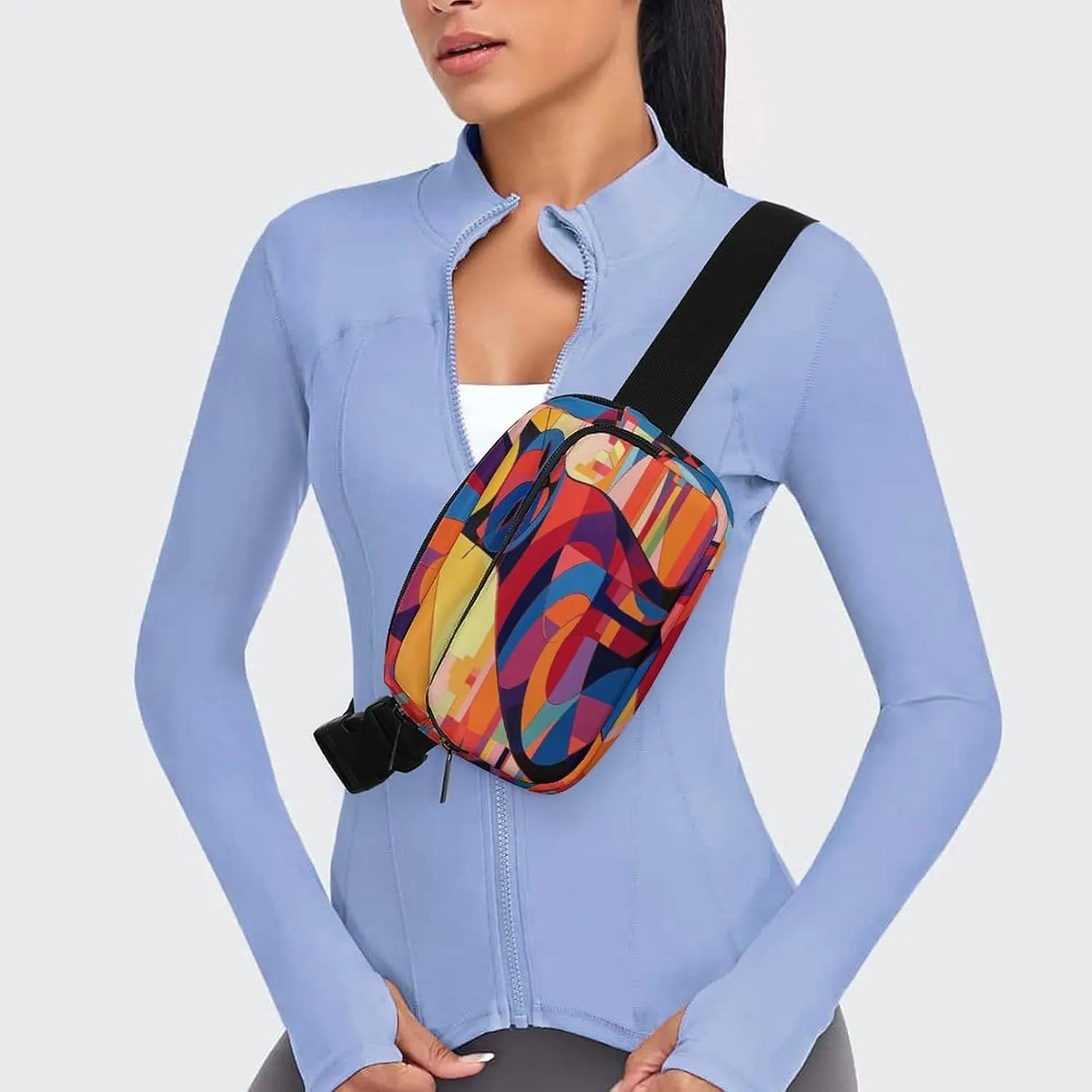 Large Waist Packs with Adjustable Strap,Drawing Animals CrossBody Fanny Pack Casual Bag for Travel Sports Running Hiking