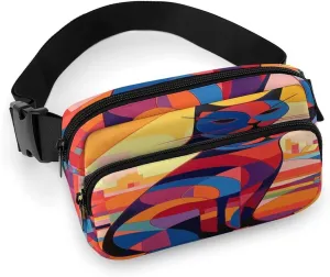 Large Waist Packs with Adjustable Strap,Drawing Animals CrossBody Fanny Pack Casual Bag for Travel Sports Running Hiking