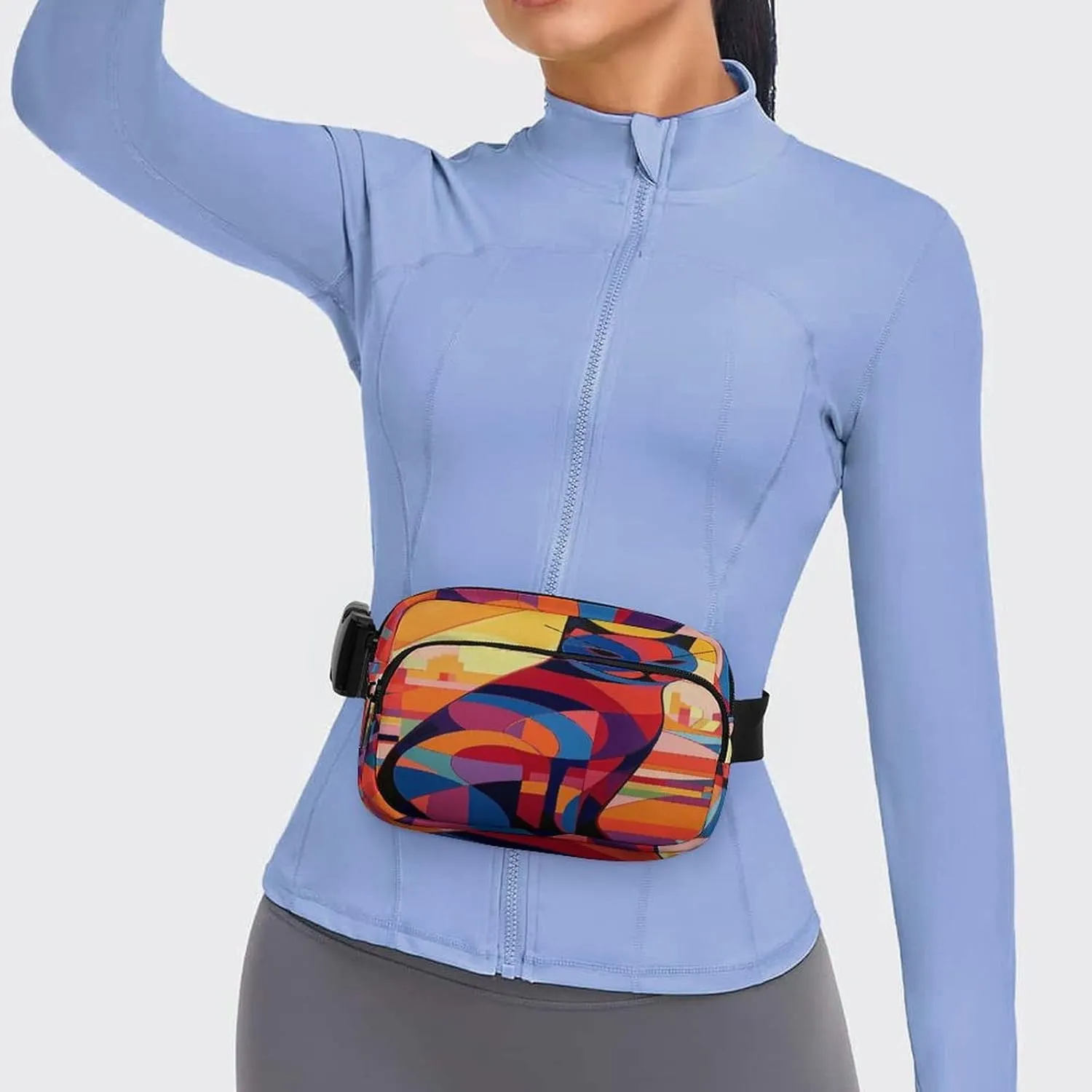 Large Waist Packs with Adjustable Strap,Drawing Animals CrossBody Fanny Pack Casual Bag for Travel Sports Running Hiking