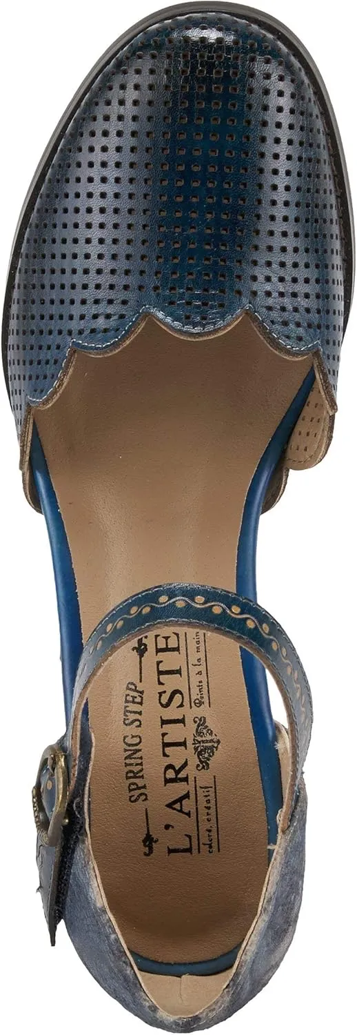 L'Artiste Parchelle Women's Hand Painted Leather D'Orsay Shoes with Strap