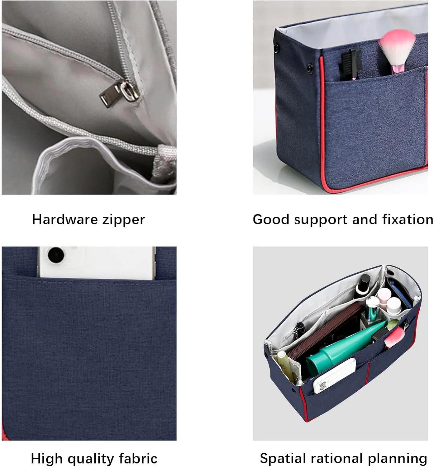 Lckaey Nylon Purse Organizer for neverfull Tote Handbag insert Organizers for longchamp and goyard tote insert 3091Blue-L