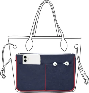 Lckaey Nylon Purse Organizer for neverfull Tote Handbag insert Organizers for longchamp and goyard tote insert 3091Blue-L