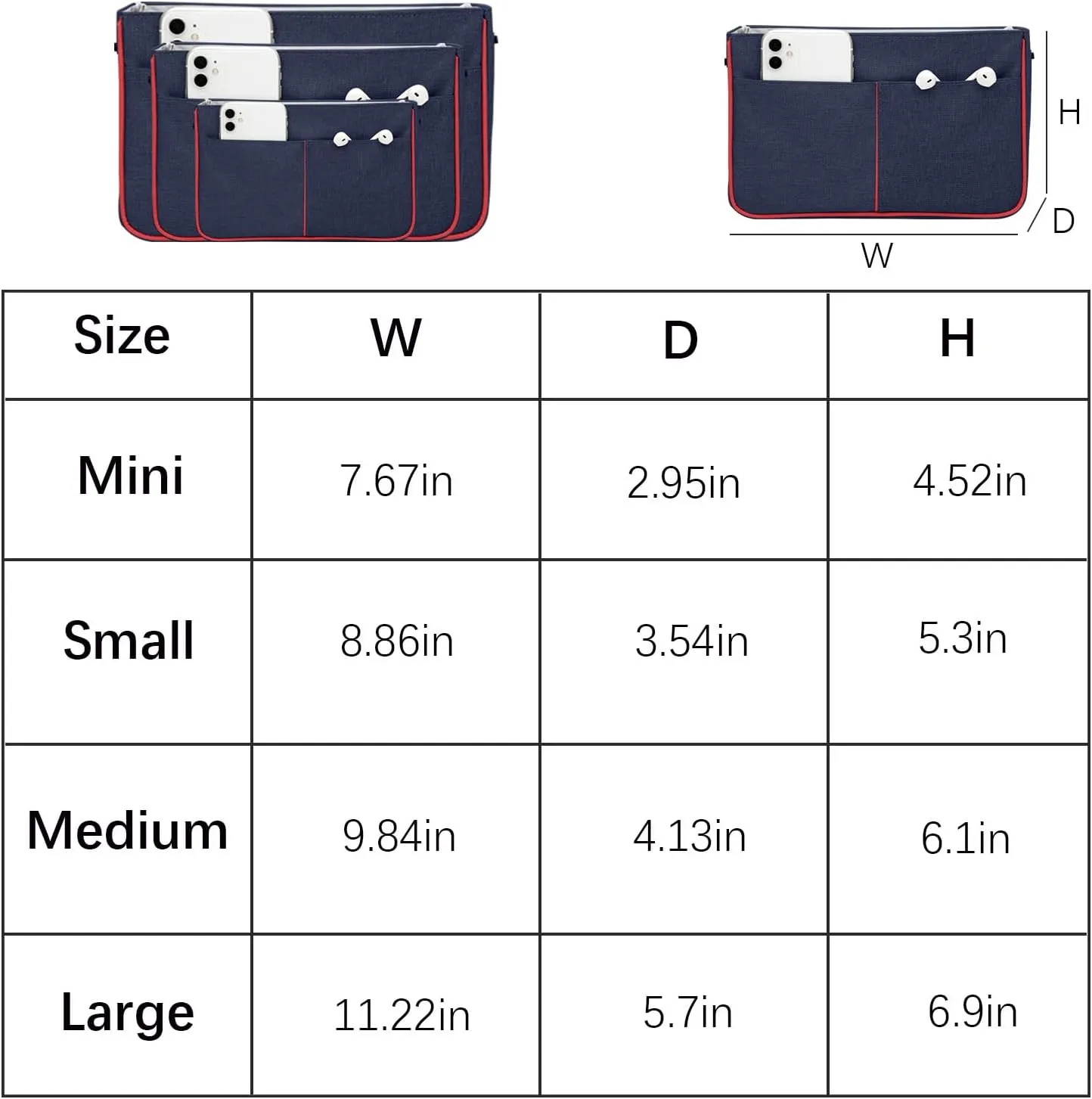 Lckaey Nylon Purse Organizer for neverfull Tote Handbag insert Organizers for longchamp and goyard tote insert 3091Blue-L