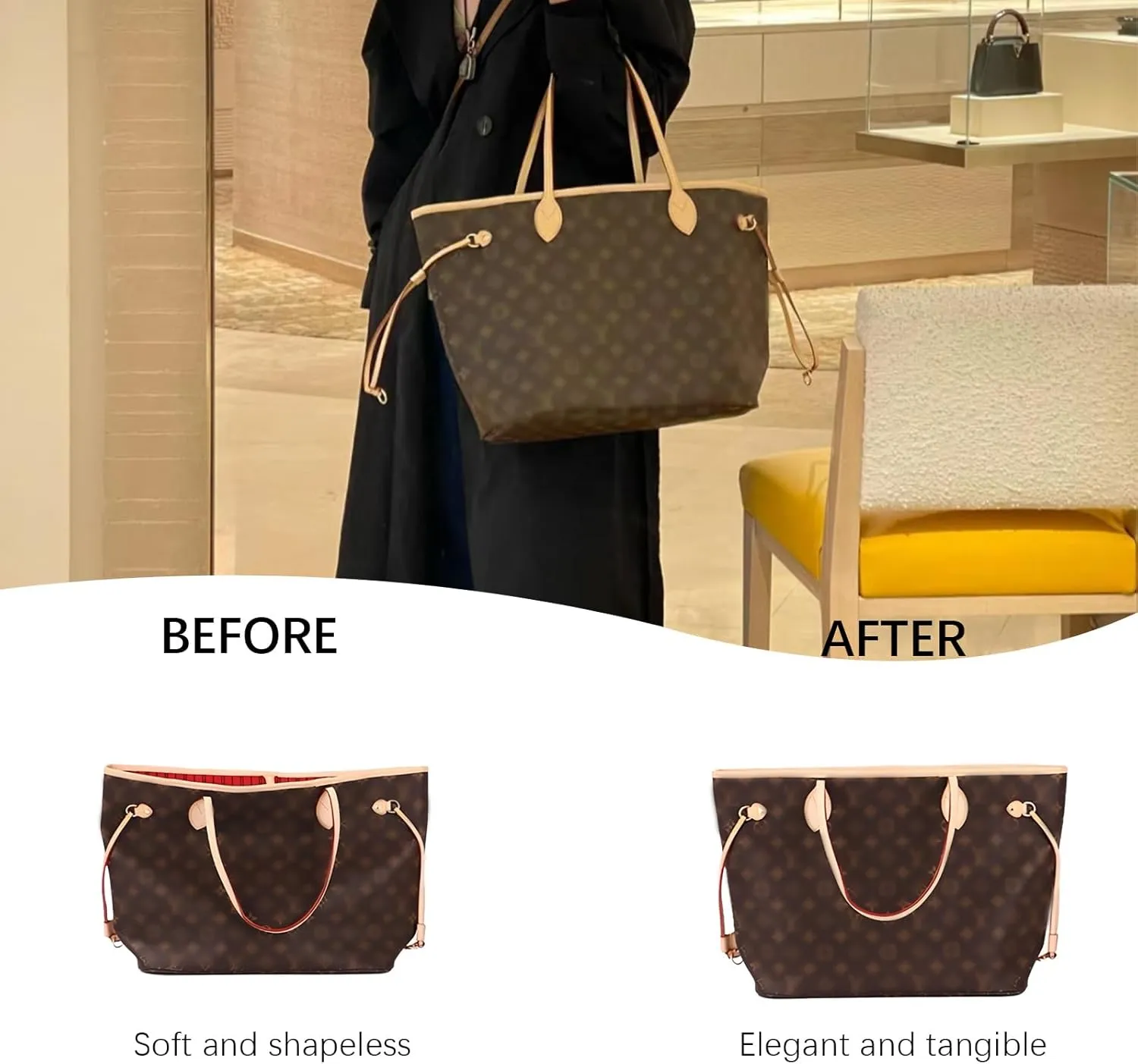 Lckaey Nylon Purse Organizer for neverfull Tote Handbag insert Organizers for longchamp and goyard tote insert 3091Blue-L