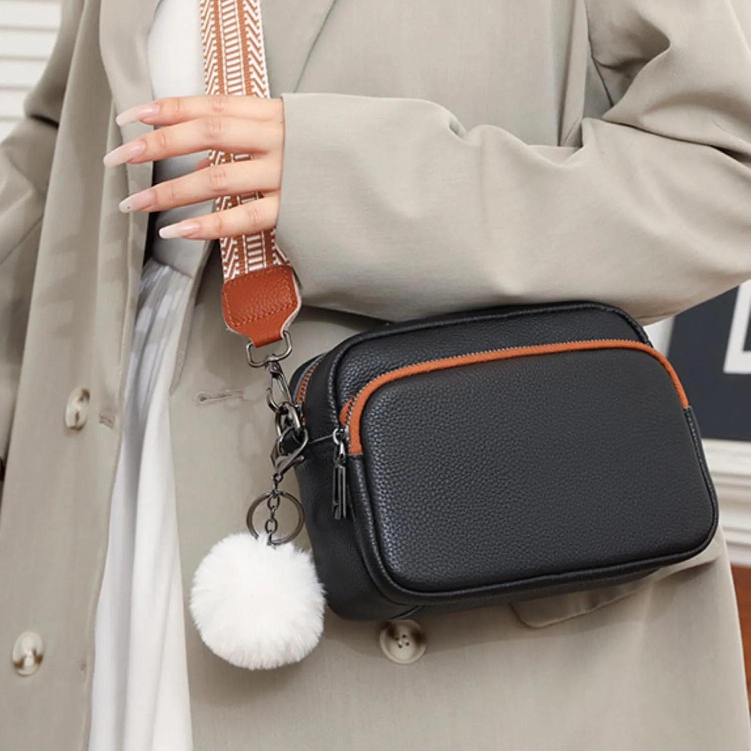 Leather Crossbody Bag for Women, Purse Shoulder Bag with Adjustable Strap, Small Shoulder Purse Handbag for Women