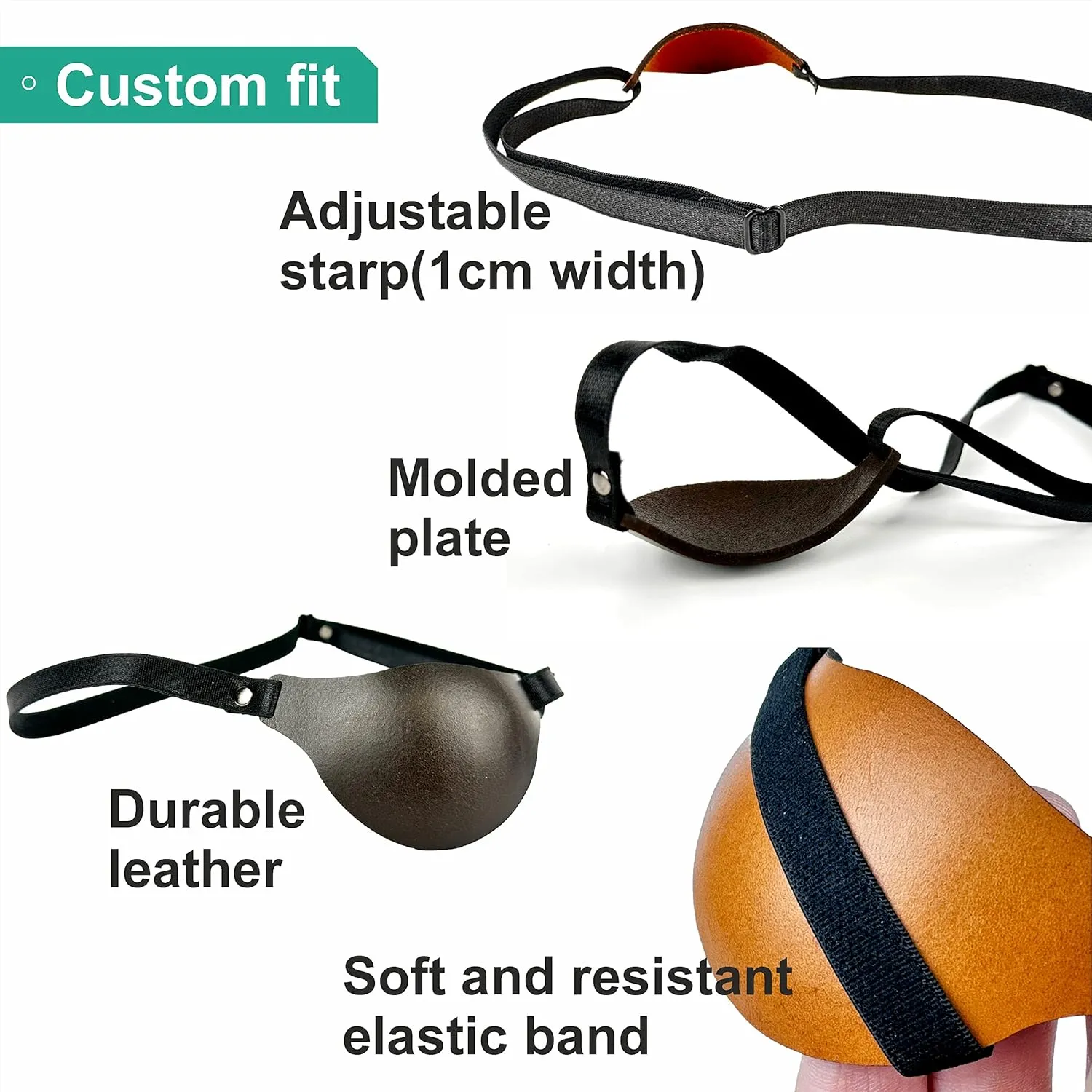 Leather Eye Patch, Eye Patch, Man Eye Patch, Woman Eye Patch, Slim Eye Patch, Eye patch (Dark Brown)