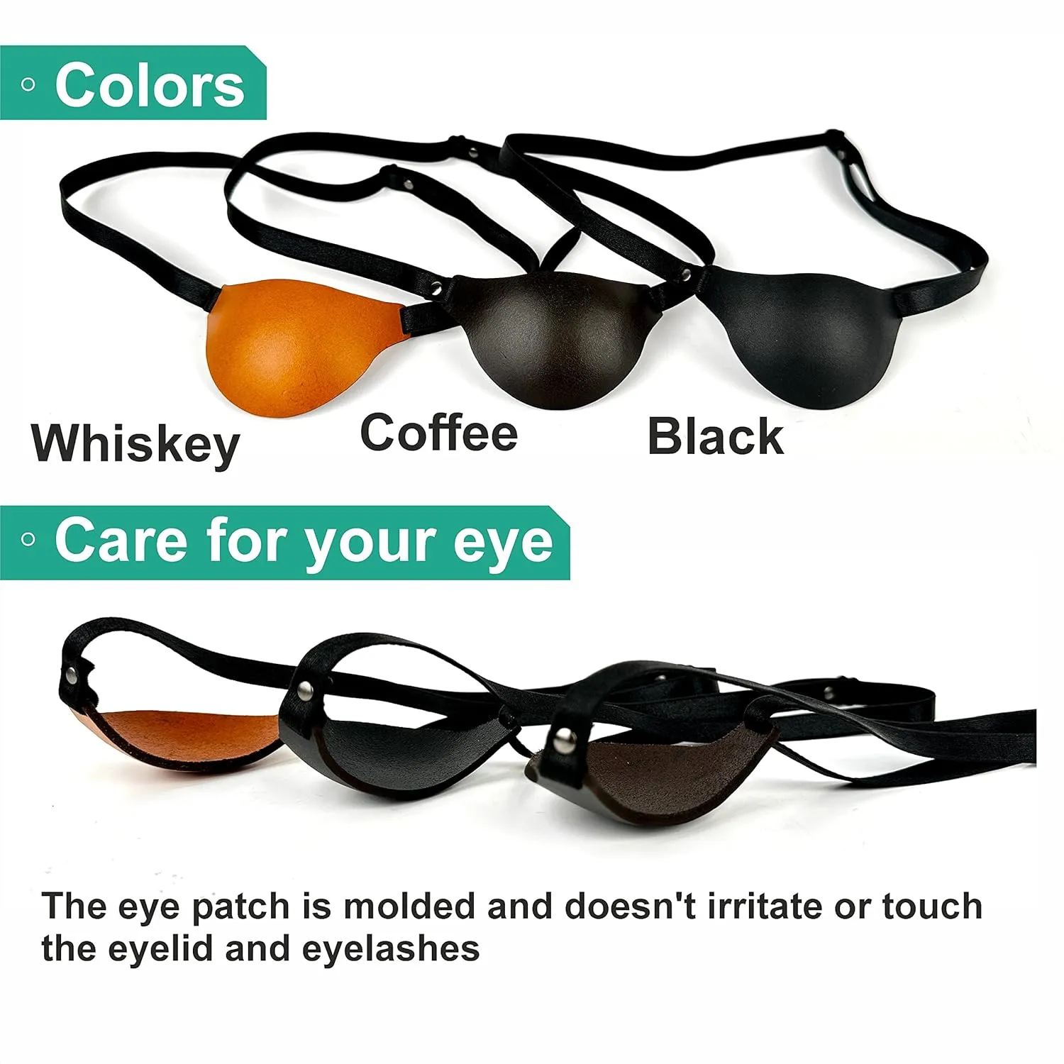 Leather Eye Patch, Eye Patch, Man Eye Patch, Woman Eye Patch, Slim Eye Patch, Eye patch (Dark Brown)