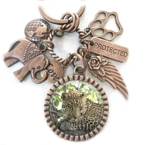Leopard, Animals of Our World Keychain, Purse Clip or Necklace, Perfect Gift for All Animal Lovers, Veterinarians, Vet Techs, Environmentalists, Park Ranger, Unisex Gift. We are One.