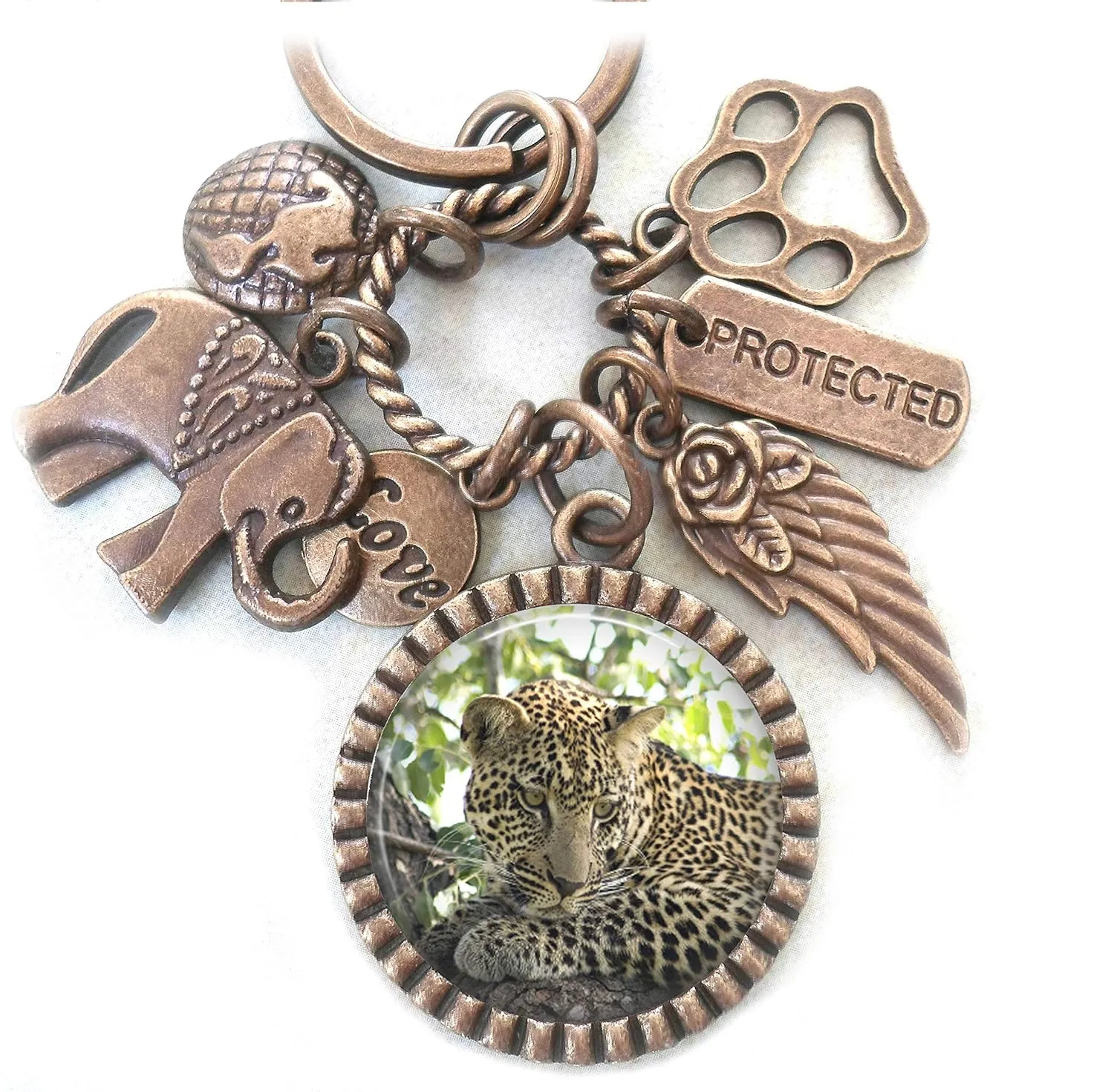 Leopard, Animals of Our World Keychain, Purse Clip or Necklace, Perfect Gift for All Animal Lovers, Veterinarians, Vet Techs, Environmentalists, Park Ranger, Unisex Gift. We are One.
