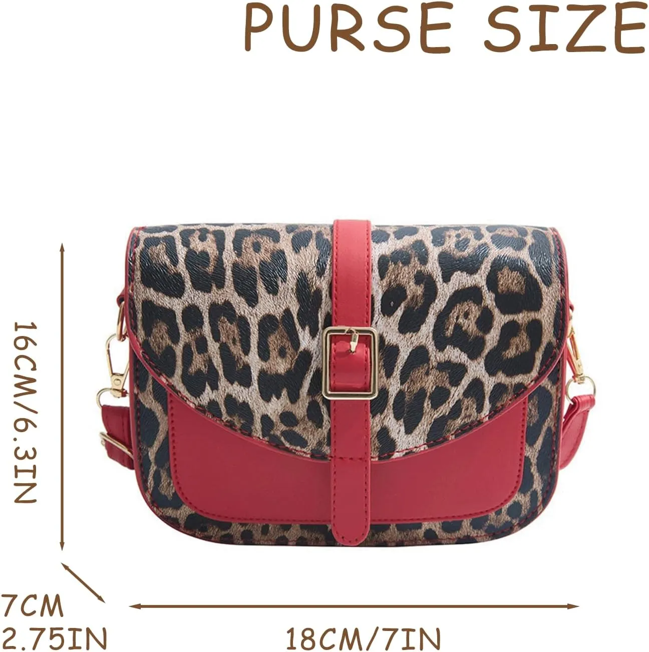 Leopard Purse Cheetah Print Vintage Saddle Bag Curved Flap Urban Crossbody Retro Chic Purse for Girls